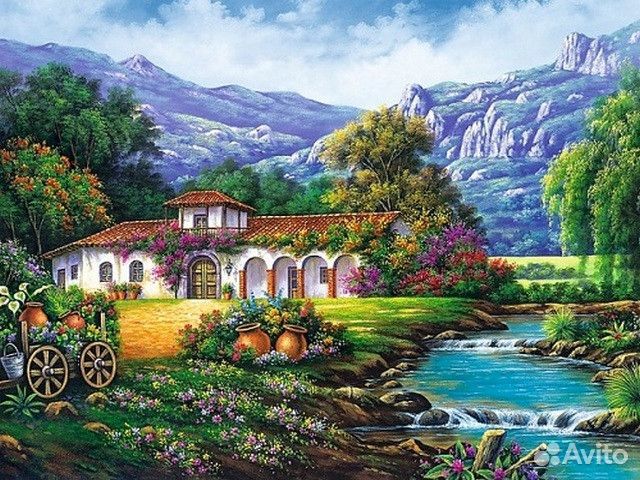 Алмазная вышивка стразами на холсте в наборах