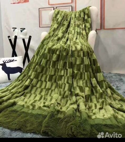 Плед-покрывало евро/норка-травка