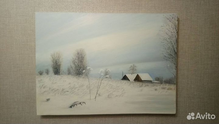 Картина маслом на холсте Зима 73 на 52