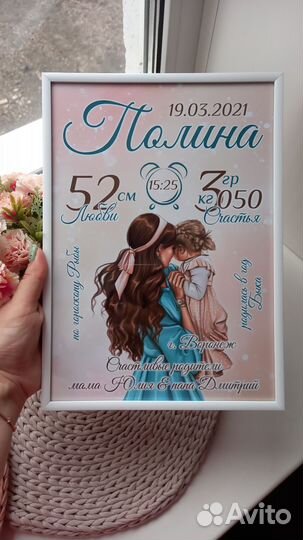 Метрика Постер для новорожденных