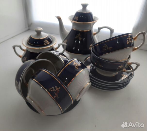 Сервиз чайный кобальт СССР