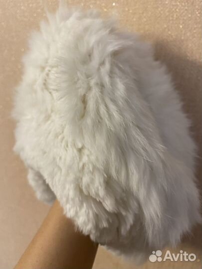 Вязаный меховой берет