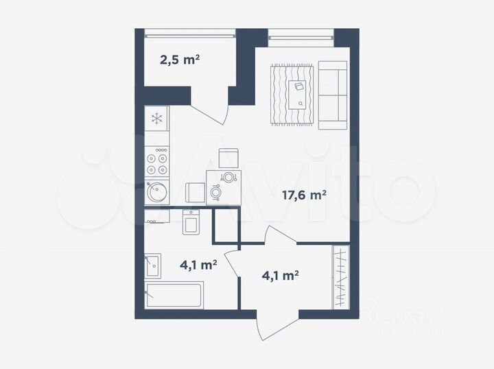 Квартира-студия, 27,1 м², 9/15 эт.