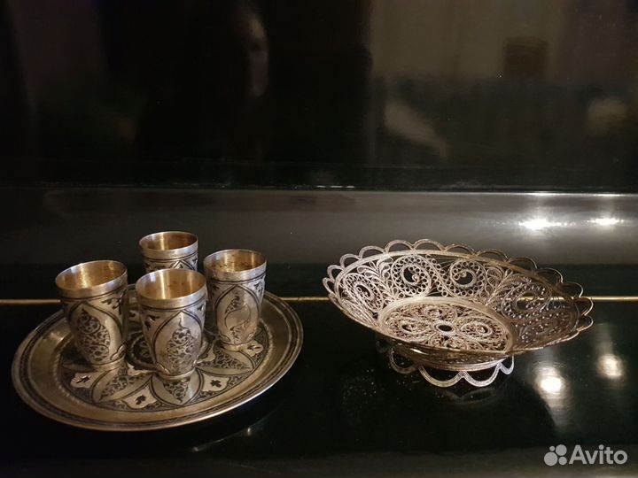 Конфетница мельхиор поднос рюмки