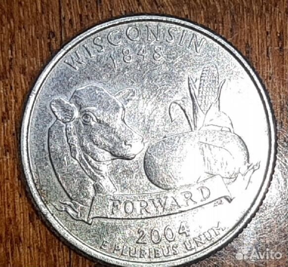 25 центов США 2004 штат Висконсин