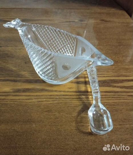Хрустальная посуда СССР. Икорница с ложкой