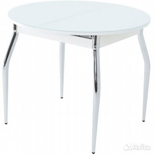 Стол «Ривьера» круг стекло белый, хром