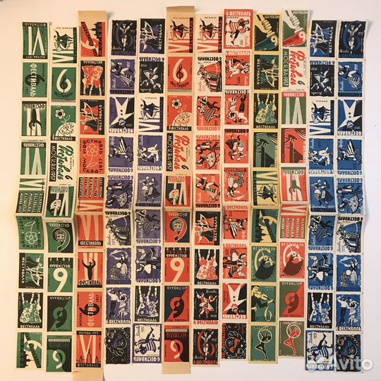Серии спичечных этикеток, полоска по 8-9 шт. СССР