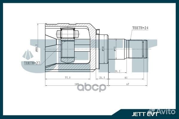 ШРУС внутренний jett V40-9082 V40-9082 jett