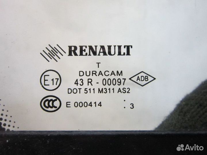 Стекло двери задней правой (форточка) Renault Flue