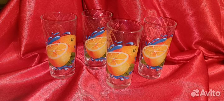 Стаканы для сока, стекло с рисунком (280 мл)