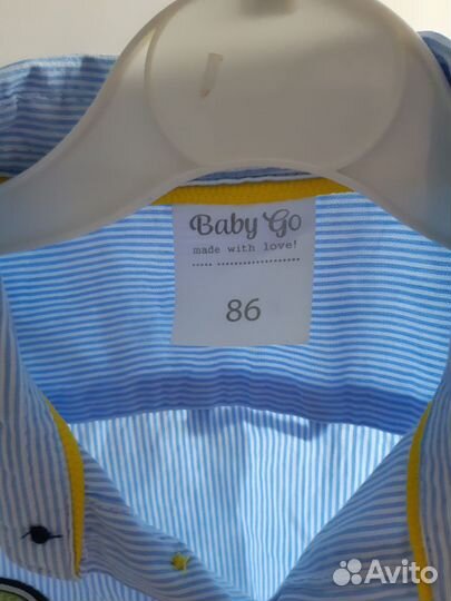 Рубашка с шортами на подтяжках 86-92