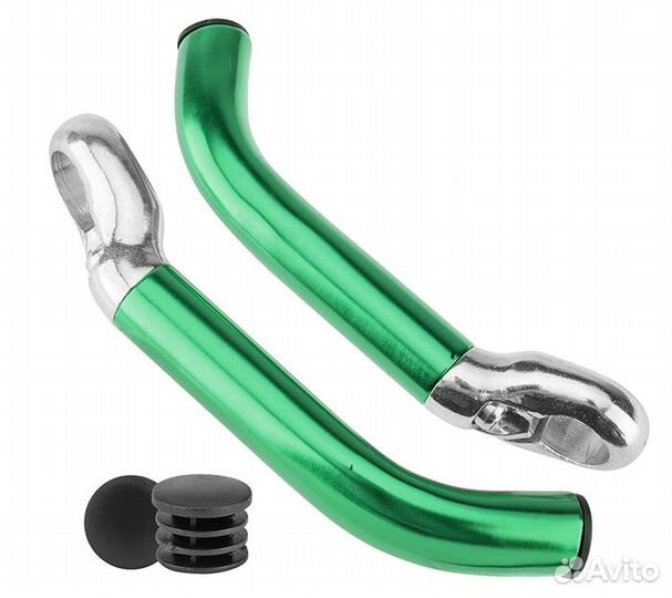 Рога для велосипеда KWL-4 алюм. изогнутые зеленые