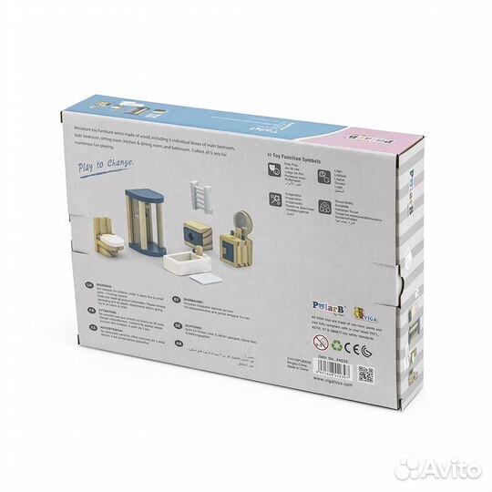 Набор кукольной мебели Ванная (дерево) Viga 44039