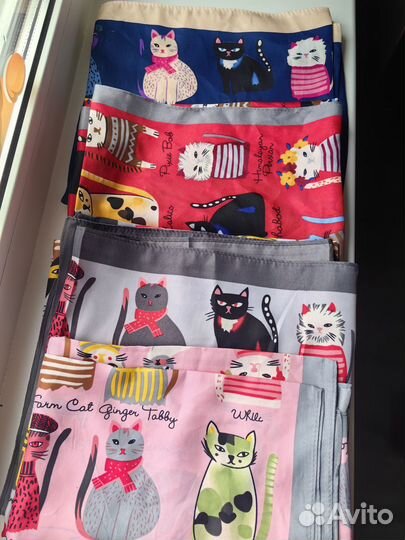 Платок женский шейный с котами новый, на сумку