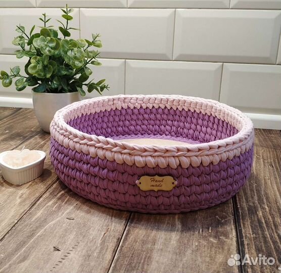 Вязаные трикотажные корзинки на заказ