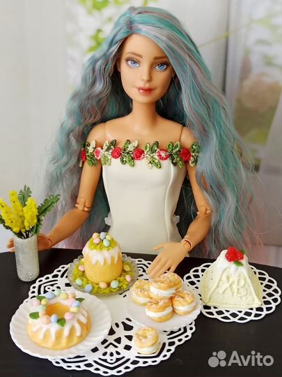 Еда для кукол, пасхальные куличи, яйца