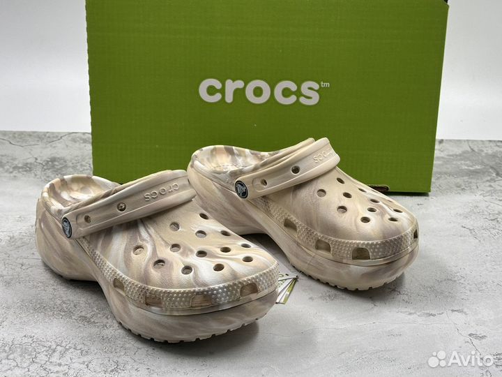 Crocs сабо женские platform beige