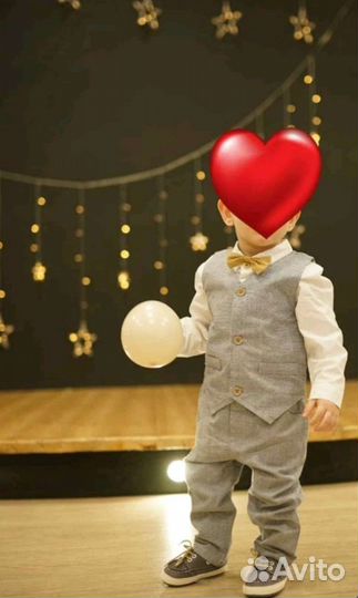 Костюм с бабочкой/жилет/брюки.Пинетки на шнурках
