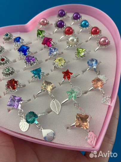 Колечки для девочки 36шт набор подарок на 8 марта