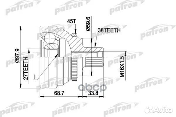 ШРУС наружн к-кт 38x59.5x27 ABS:45T audi: A6 2