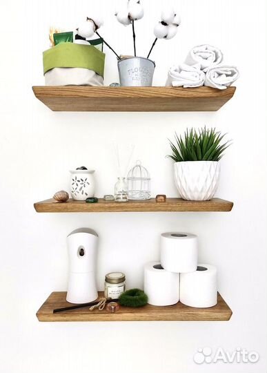 Полка настенная навесная парящая из дуба новая