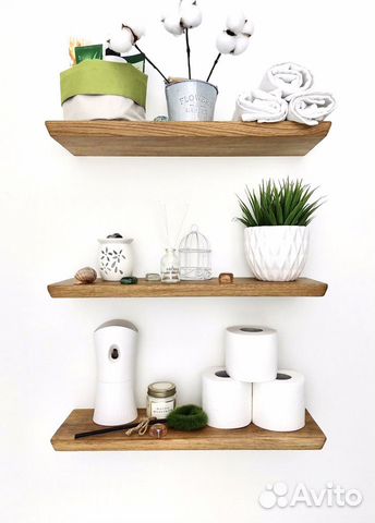 Полка настенная навесная парящая из дуба новая