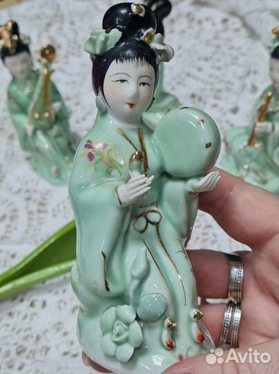 Фарфоровые статуэтки Гейша Китай Музыка Китая