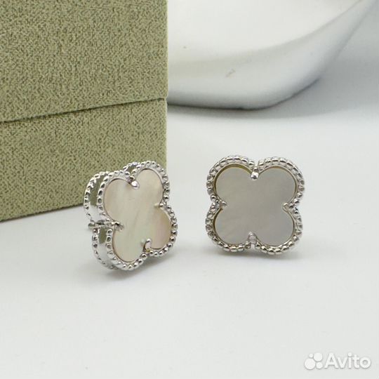Серьги Van cleef перламутр в серебре