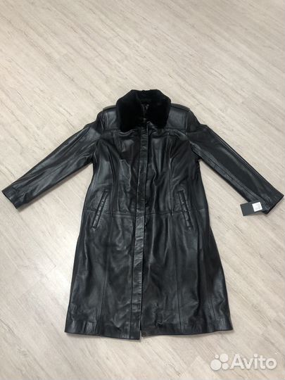 Новая Демисезонная женская кожаная дубленка