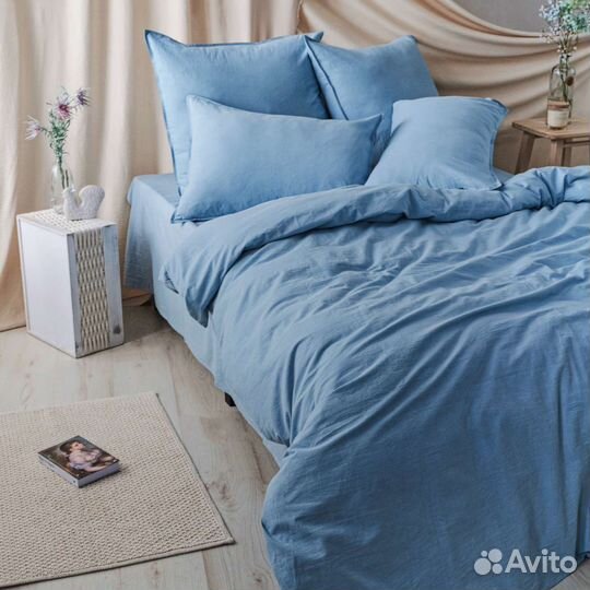 Постельное бельё Перкаль Light Blue-Варёный хлопок