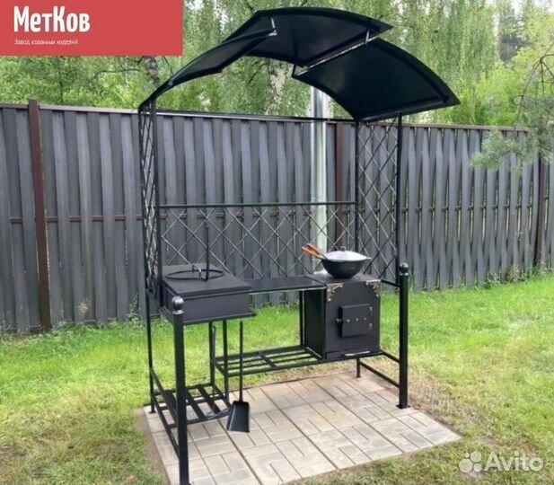 Мангал с печью под казан