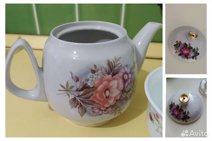 В сад: Тарелки Ковш Чайник Салатник Скалка Кружки