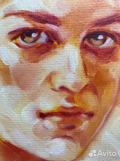 Картина маслом портрет девушка винтаж холст