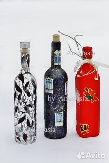 Ваза бутыль в декоре
