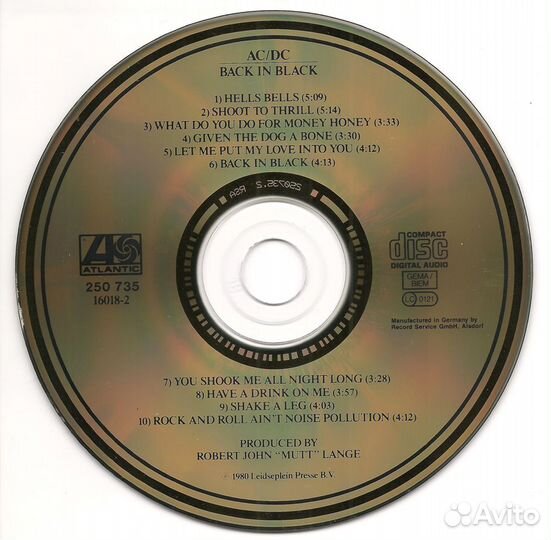 AC/DC Back in Black 1980 Atlantic W. Germany Gold