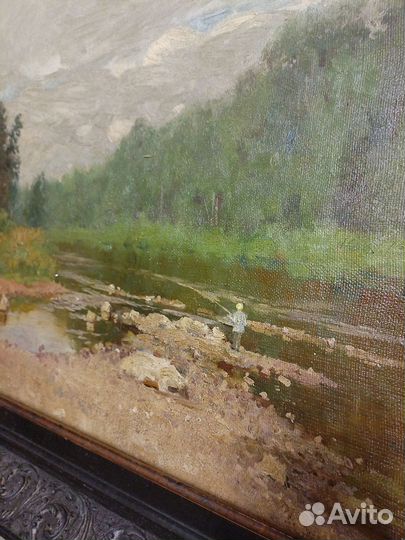 Старинная картина маслом на холсте