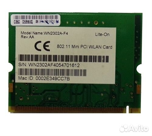 Б/у контроллер wlan,Wi-Fi, miniPCI Lite-On WN2302A