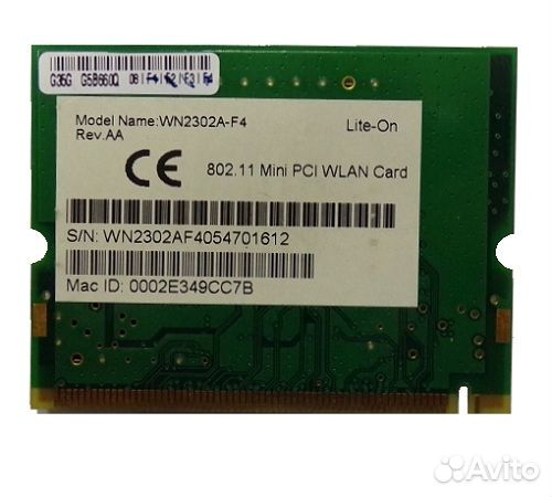 Б/у контроллер wlan,Wi-Fi, miniPCI Lite-On WN2302A