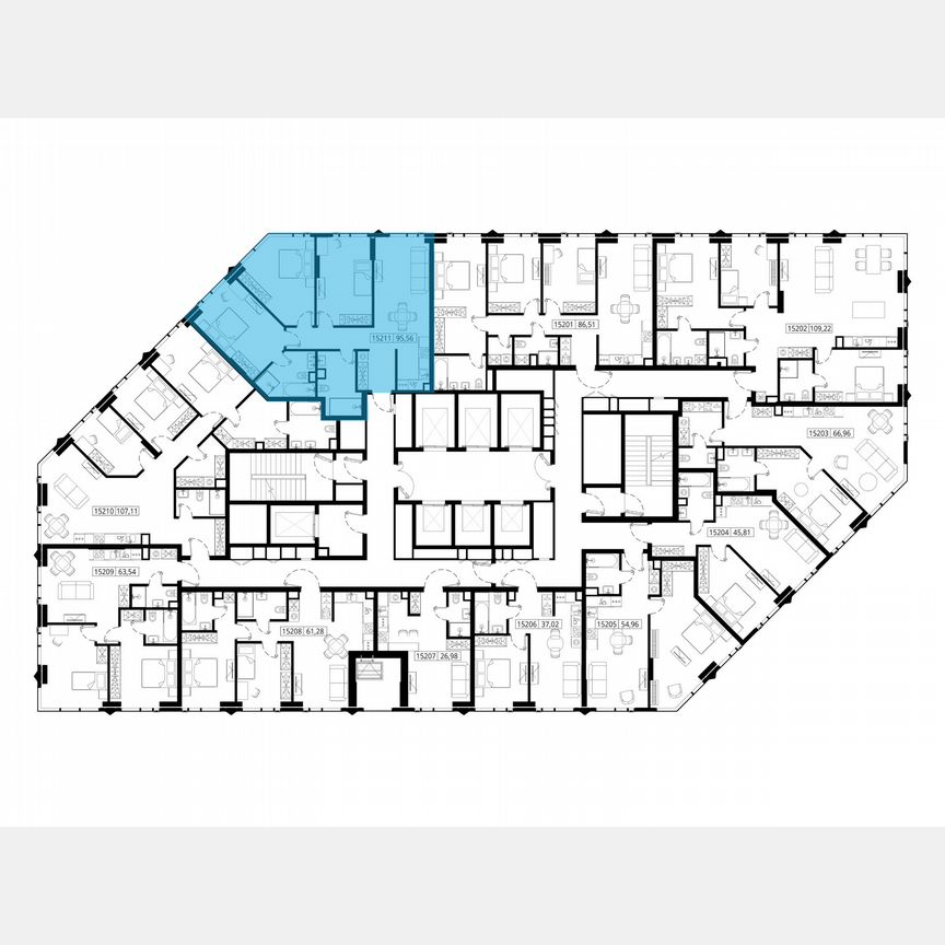 3-к. квартира, 94,6 м², 52/55 эт.