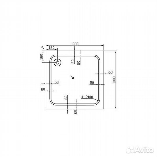 Душевой поддон Vincea VST-2AS-1010, 1000*1000*135