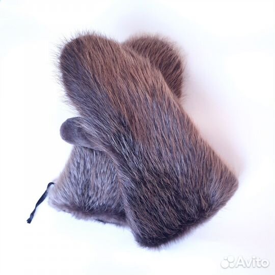 Длинные Бобровые рукавицы варежки ручной работы с