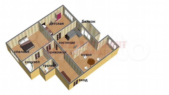3-к. квартира, 116,5 м², 2/6 эт.