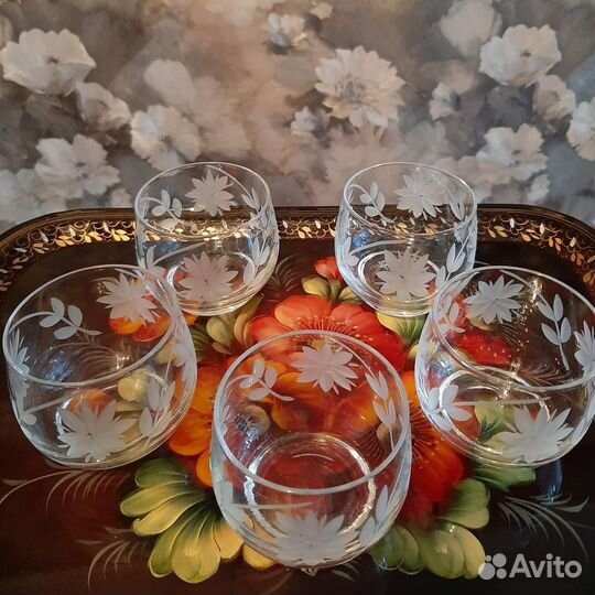 Набор уютных стопок, 100 мл.,5шт., стекло,винтаж