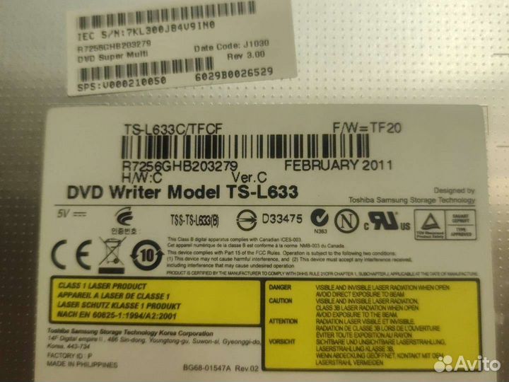 DVD RW Writer Model TS-L633 для ноутбука