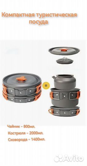 Походный набор посуды лёгкий и компактный