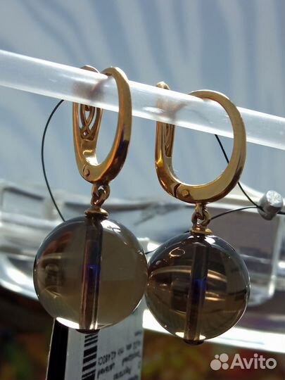 Серьги с раухтопазом