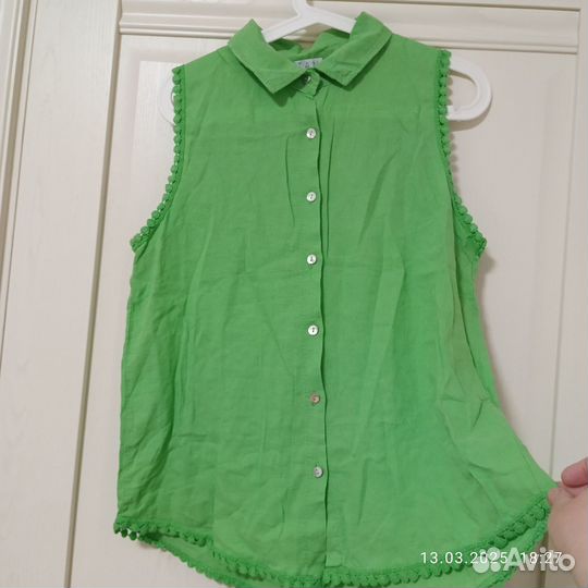 Блузка натуральный лен 46