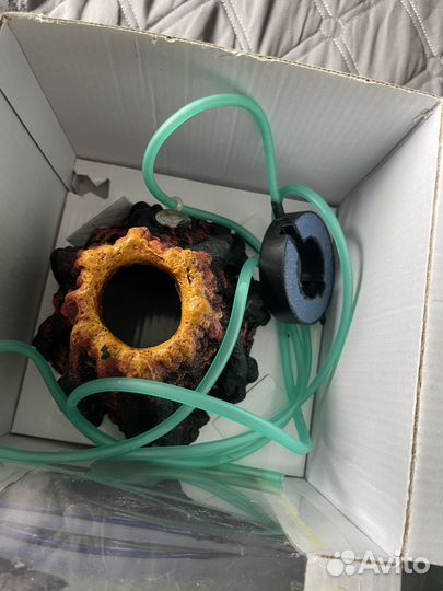 Бурлящий вулкан с компрессором для аквариума