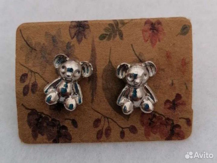 Серьги в виде медведей